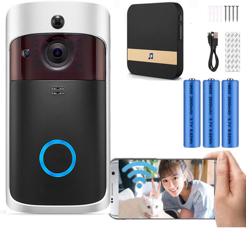 Smart Doorbell Wired - Videodeurbelcamera HD WiFi-deurbel Draadloos bediende bewegingsmelder