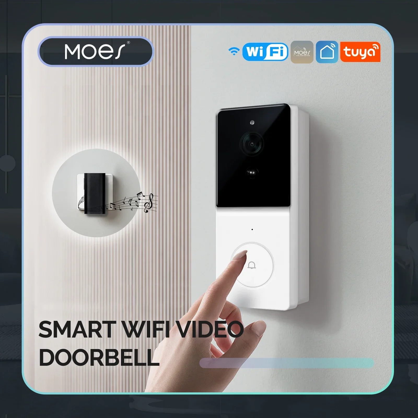 Smart Doorbell Wired - MOES Tuya Smart WiFi-videodeurbelcamera met 2-weg